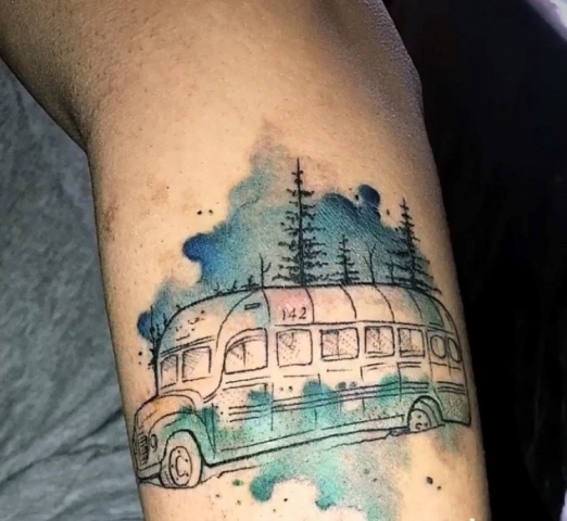 Alejo Diaz's Tattoo of Bus 142