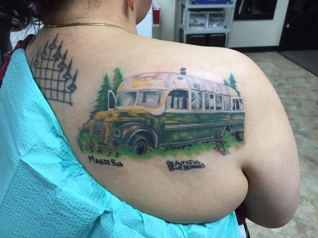 Maria Cuellar's Tattoo of Bus 142