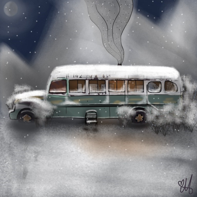 Mariam Dadunashvili's Digital Painting of Bus 142
